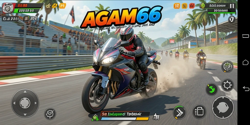 Tampilan gameplay AGAM66 yang memukau dalam balapan motor.