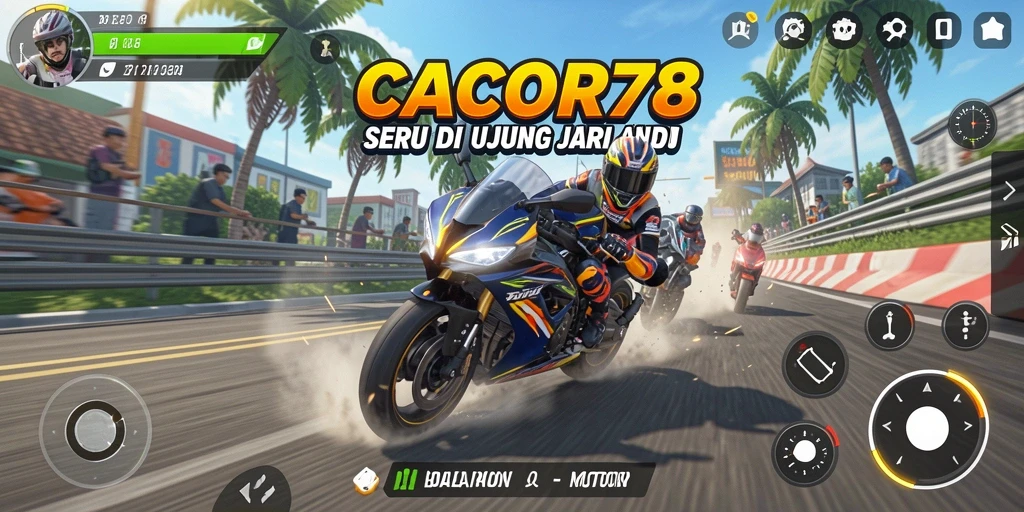 Gameplay dalam CACOR78 dengan balapan motor yang seru.