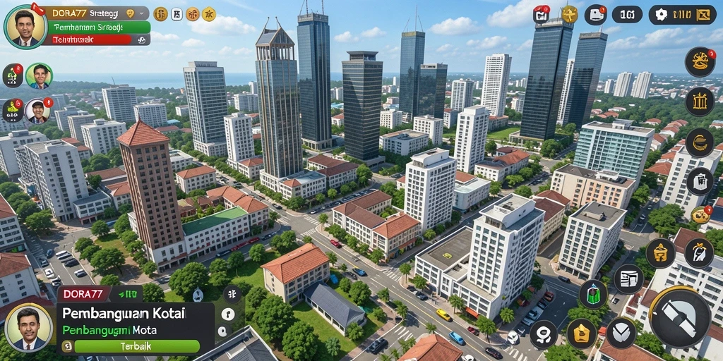 Screenshot DORA77 menampilkan gameplay strategis pembangunan kota yang menarik.