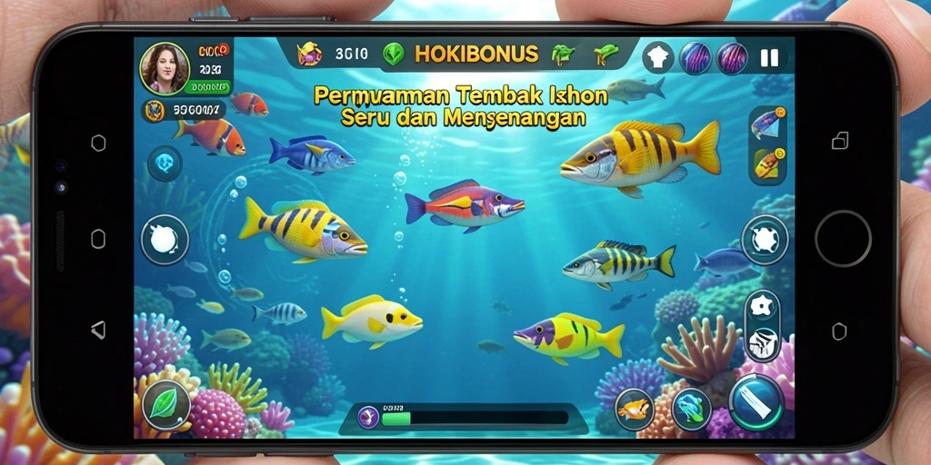 Tampilan seru gameplay HOKIBONUS dengan aksi menembak ikan yang cepat.