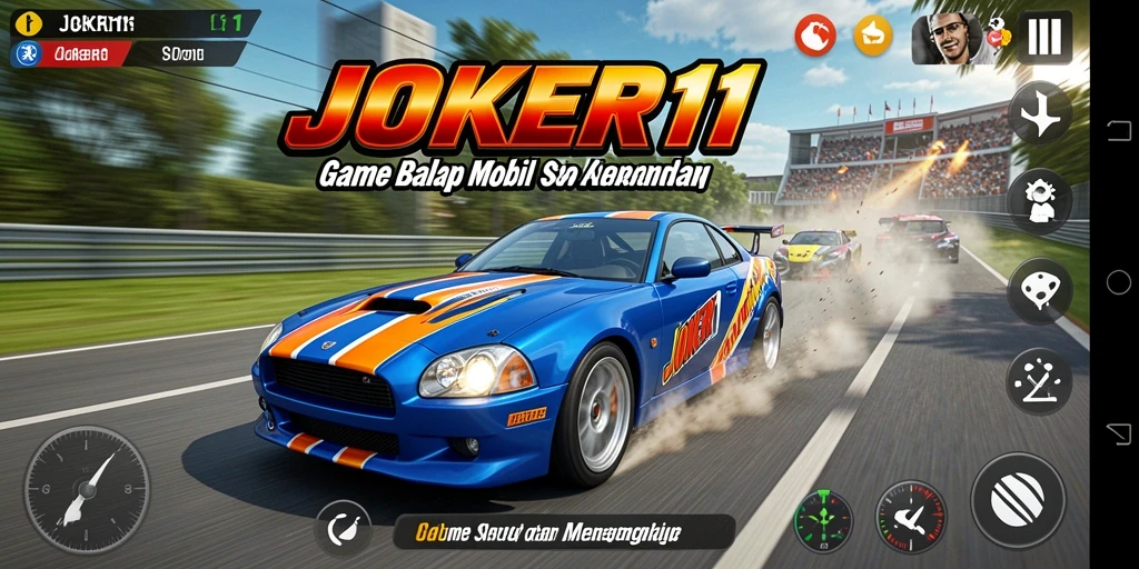 Tampilan gameplay JOKER11 menampilkan serunya balapan mobil.