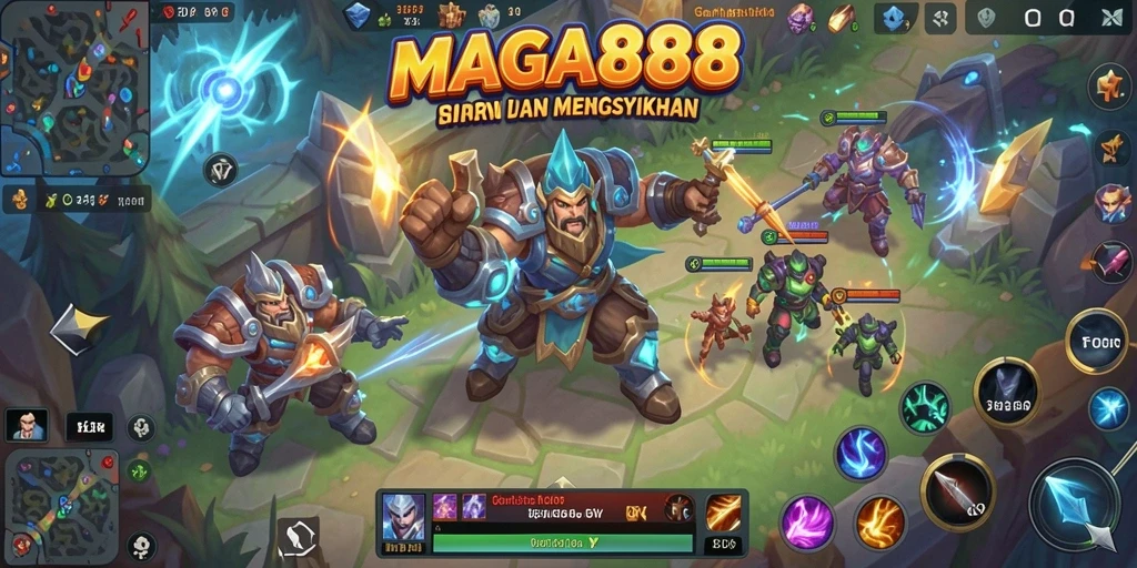 Screenshot gameplay MAGA888 menunjukkan aksi pertempuran yang intens.