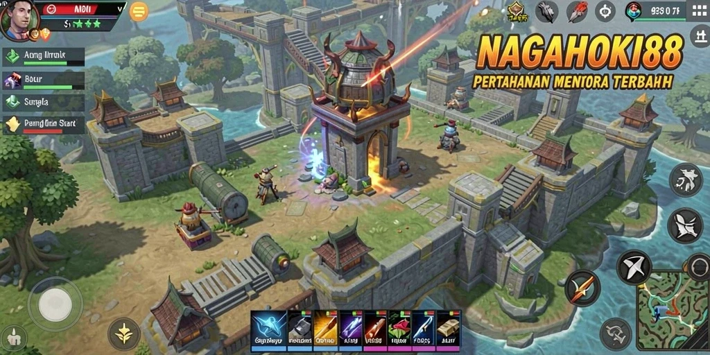 Tampilan menakjubkan dari gameplay Tower Defense NAGAHOKI88.