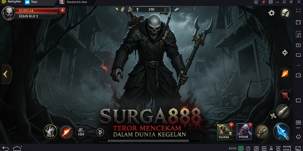Screenshot gameplay SURGA88 menampilkan suasana kegelapan yang menyeramkan.
