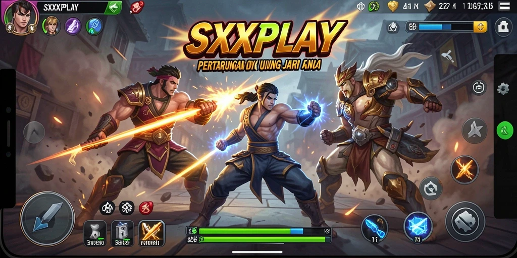 Screenshot gameplay SXXPLAY yang menampilkan aksi pertarungan intens.