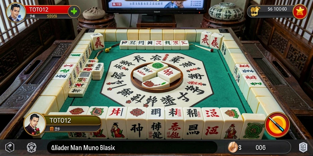 Tampilan gameplay seru dari TOTO12 dengan desain ubin Mahjong yang menarik.