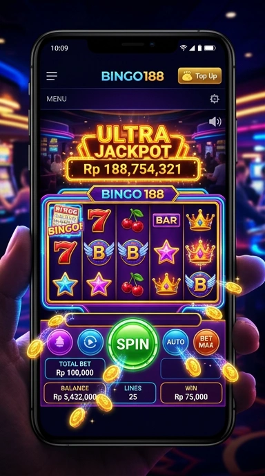 Tampilan utama aplikasi bingo188 dengan berbagai pilihan unduh.